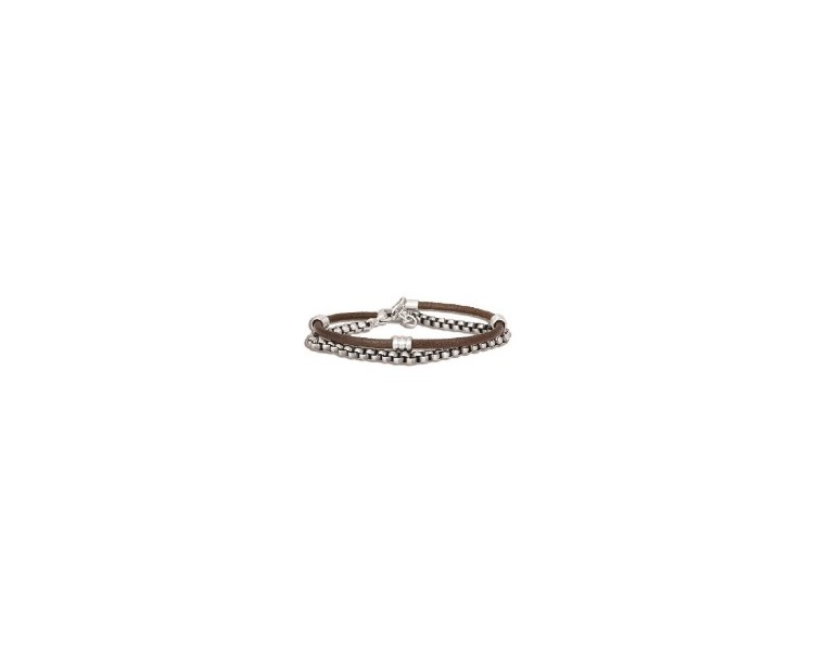 Bracelet OFFICINA Tresse Marron Maille Acier - OI018