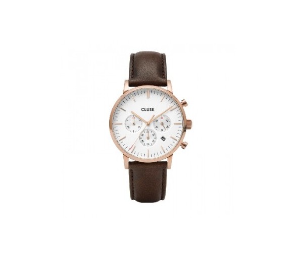 Montre homme CLUSE Aravis cadran blanc/bracelet marron - CW0101502002