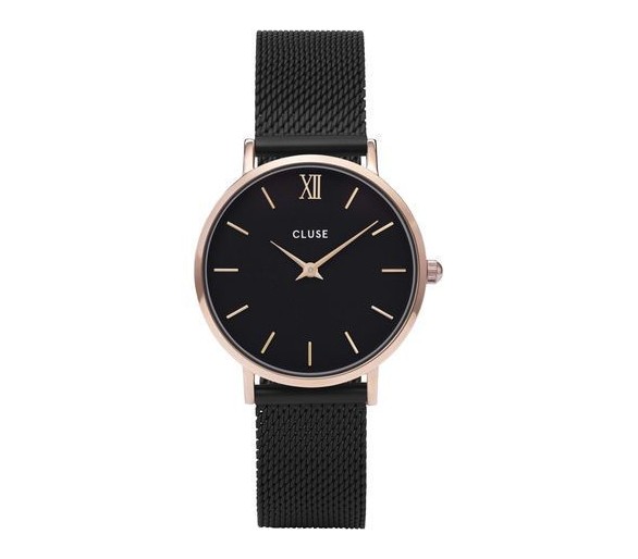 Montre femme CLUSE Minuit cadran noir/bracelet acier noir - CW0101203024