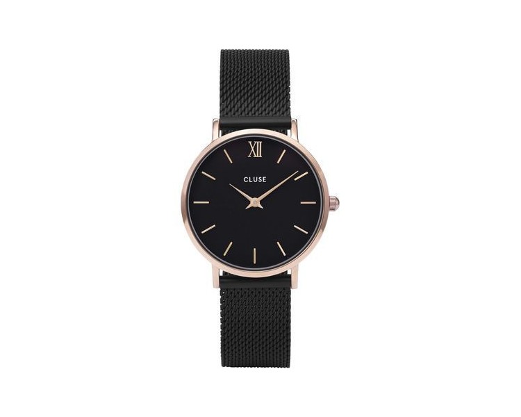 Montre femme CLUSE Minuit cadran noir/bracelet acier noir - CW0101203024