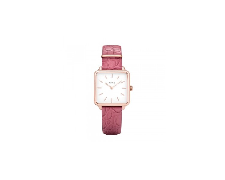 Montre femme CLUSE tétragone cadran blanc/bracelet rosé alligator - CW0101207020 Montre femme CLUSE tétragone cadran blanc/bracelet rosé alligator - CW0101207020