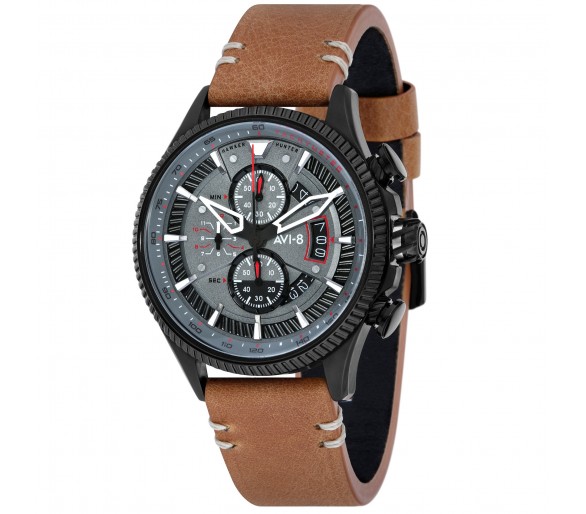 Montre Homme AVI-8 Hawker Hunter cadran gris/bracelet cuir marron - AV-4064-03