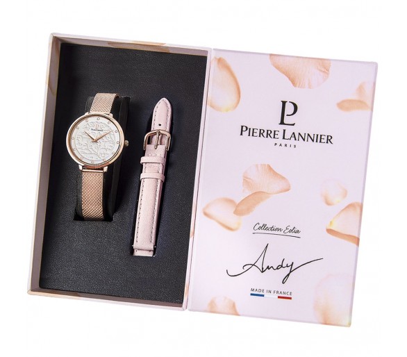 Coffret Cadeau Montre Femme PIERRE LANNIER Eolia Rose Pastel- 360G908