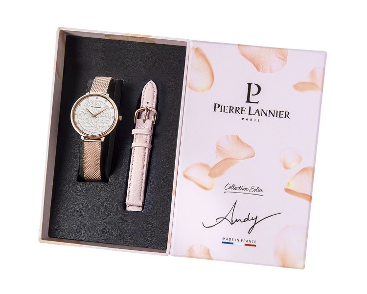 Coffret Cadeau Montre Femme PIERRE LANNIER Eolia Rose Pastel- 360G908