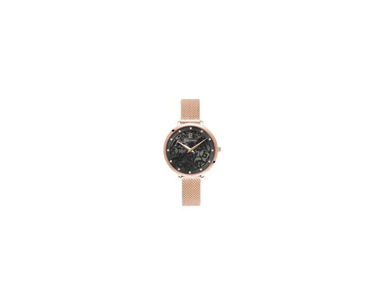 Montre Femme PIERRE LANNIER Eolia Cadran Noir Mailles Or Rose - 039L938