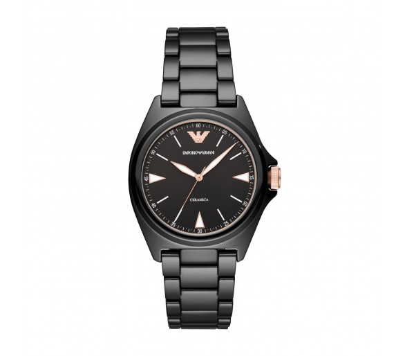 Montre homme Emporio Armani Nicola cadran noir/bracelet noir - AR70003