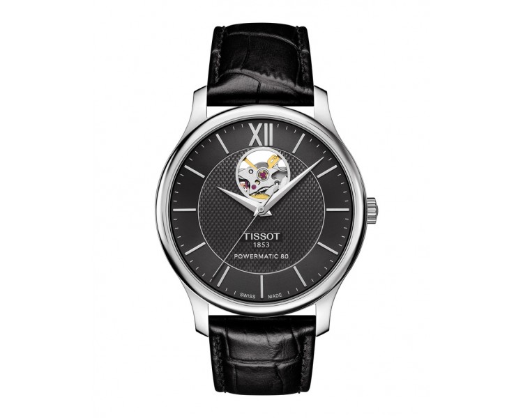 Montre Homme T0639071605800 Tissot Tradition Powermatic 80 Open Heart - Cadran Ronde, Noir Montre Homme T0639071605800 Tissot Tradition Powermatic 80 Open Heart - Cadran Ronde, Noir
