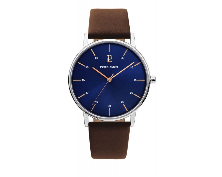 Montre Homme PIERRE LANNIER Cityline Cuir Brun Cadran Bleu - 202J164 Montre Homme PIERRE LANNIER Cityline Cuir Brun Cadran Bleu - 202J164
