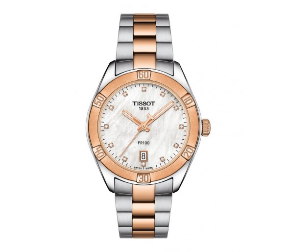 TISSOT PR 100 SPORT CHIC NACRE BLANCHE ACIER T1019102211600