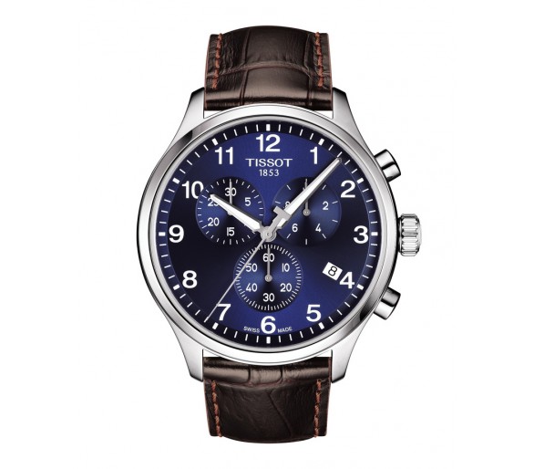 TISSOT CHRONO XL CLASSIC BLEU CUIR BRUN T1166171604700