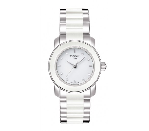 Montre Femme TISSOT T-Lady Céramique Blanche Cristaux - T0642102201600