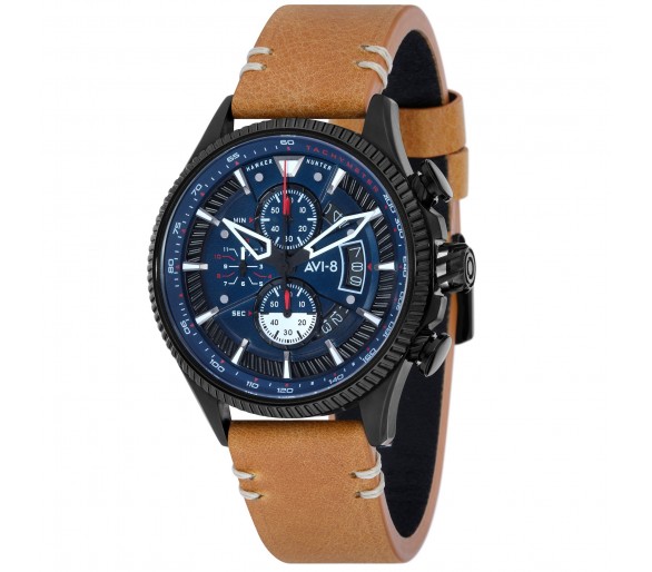 Montre Homme AVI-8 Hawker Hunter cadran bleu/bracelet cuir brun - AV-4064-01