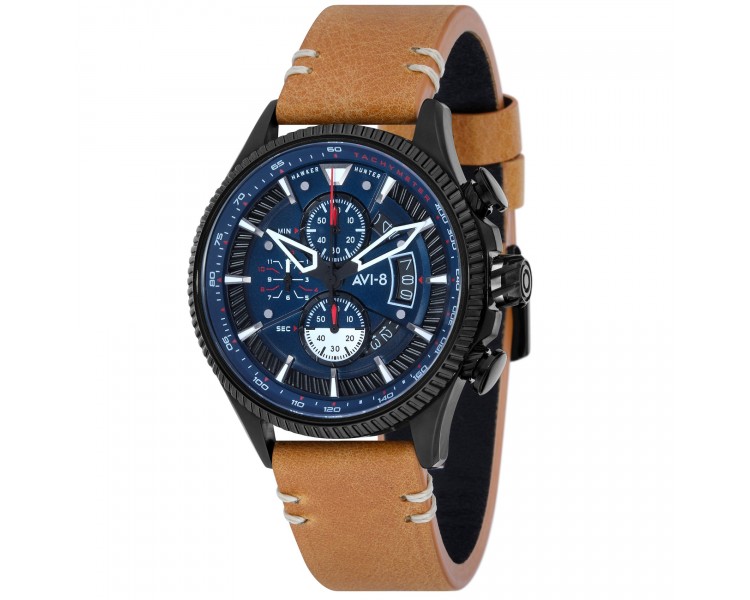 Montre Homme AVI-8 Hawker Hunter cadran bleu/bracelet cuir brun - AV-4064-01