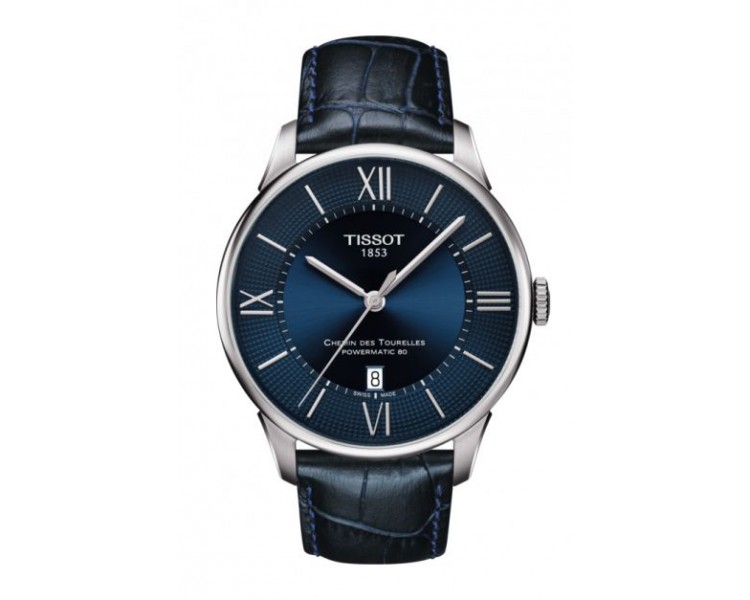 TISSOT CHEMIN DES TOURELLES POWERMATIC 80 CUIR BLEU T0994071604800 TISSOT CHEMIN DES TOURELLES POWERMATIC 80 CUIR BLEU T0994071604800