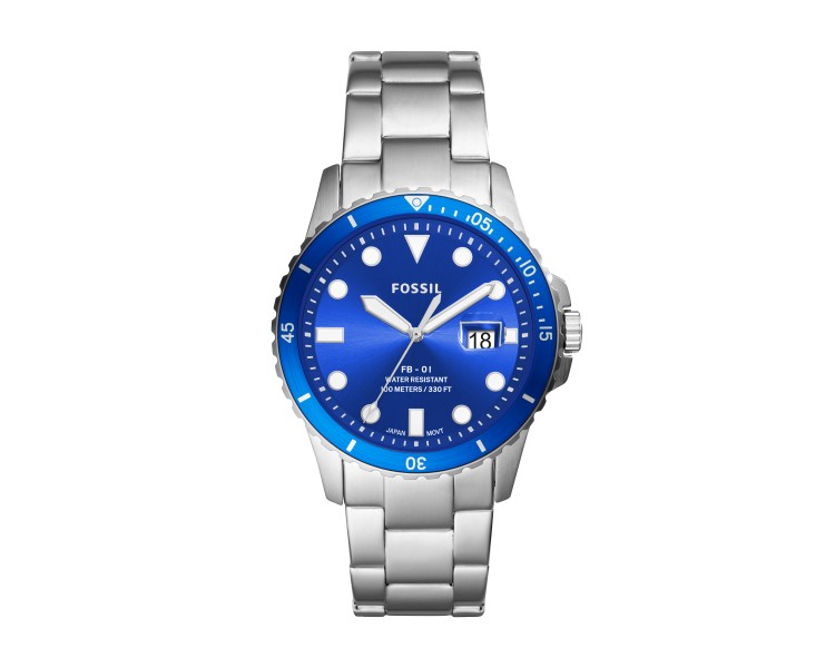 Montre homme Fossil Dive cadran bleu/bracelet acier gris -FS5669