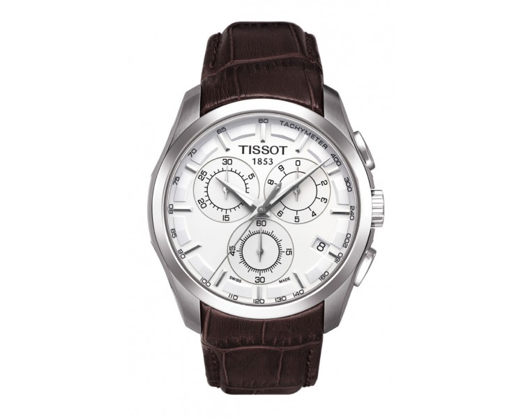 TISSOT COUTURIER CHRONOGRAPHE BLANC CUIR BRUN T0356171603100