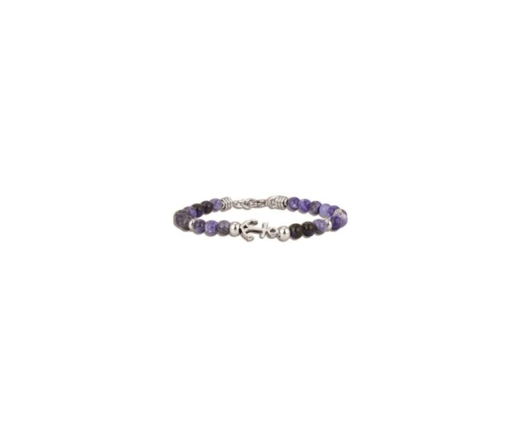 Bracelet OFFINIA Perle Violette Blanche Noir Acier - OI005