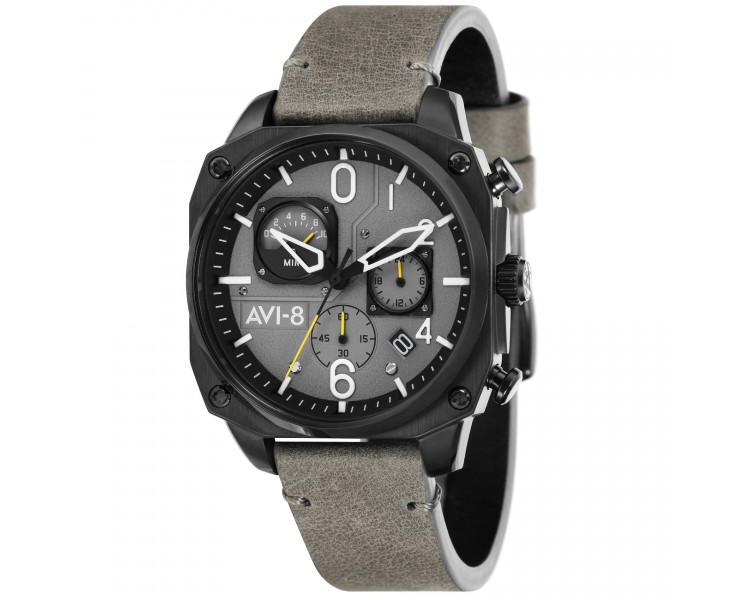 Montre Homme AVI-8 Hawker Hunter cadran gris/ bracelet cuir, gris - AV-4052-03