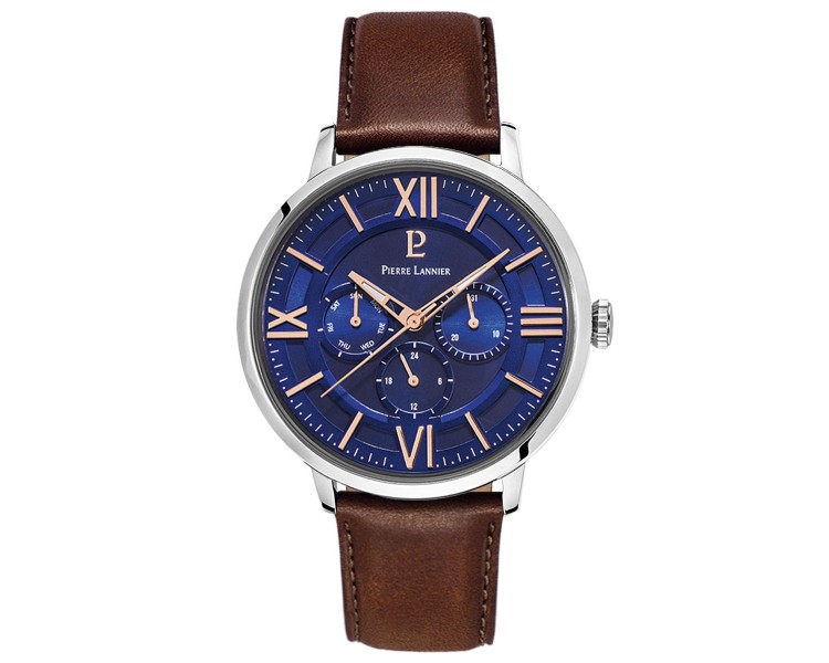 Montre Homme PIERRE LANNIER Beaucour Cadran Bleu Cuir Brun - 253C164 Montre Homme PIERRE LANNIER Beaucour Cadran Bleu Cuir Brun - 253C164