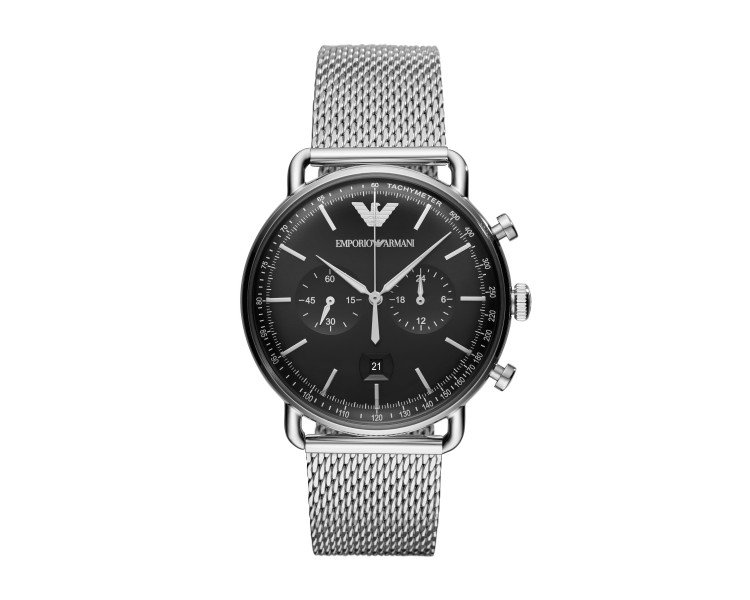 Montre homme Emporio Armani Aviator cadran noir/bracelet acier - AR11104