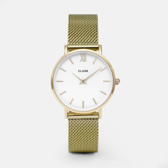 Montre femme CLUSE Minuit cadran blanc/bracelet acier or - CW0101203007