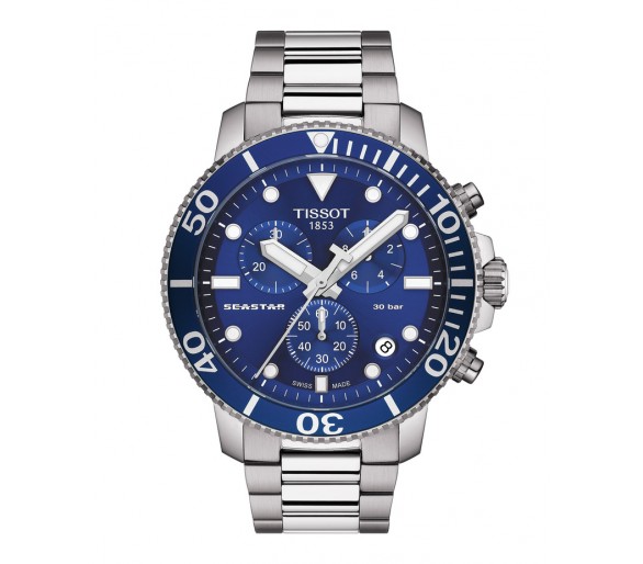 Montre Homme Tissot Seastar 1000 Chrono Cadran Rond, Bleu -T1204171104100