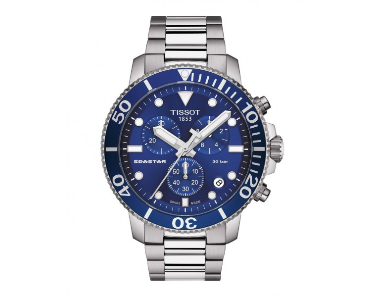 Montre Homme Tissot Seastar 1000 Chrono Cadran Rond, Bleu -T1204171104100 Montre Homme Tissot Seastar 1000 Chrono Cadran Rond, Bleu -T1204171104100