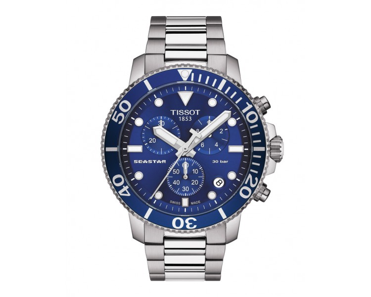 Montre Homme Tissot Seastar 1000 Chrono Cadran Rond, Bleu -T1204171104100