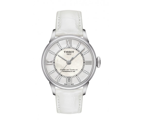 Montre Femme Tissot Chemin des Tourelles blanc bracelet cuir - Réf. T0992071611600
