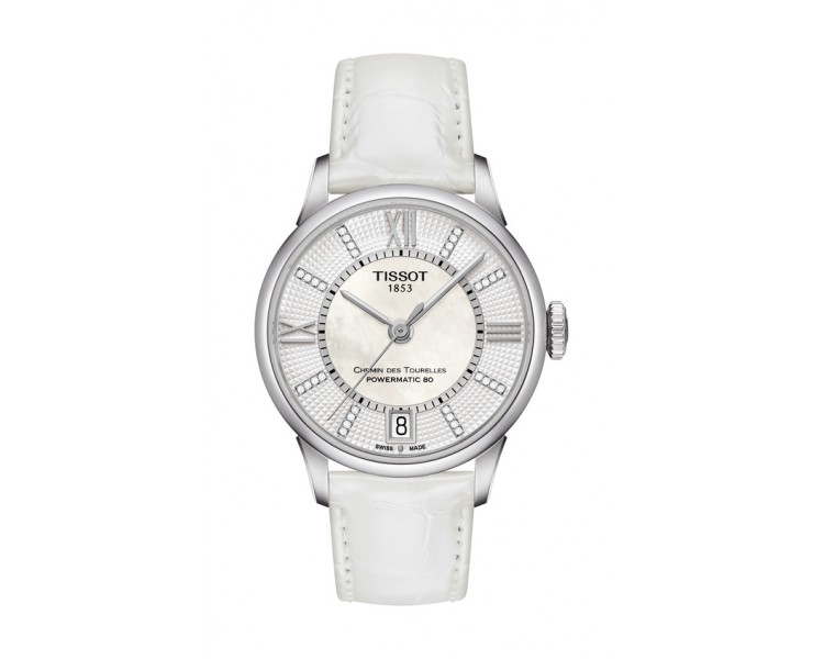 Montre Femme Tissot Chemin des Tourelles blanc bracelet cuir - Réf. T0992071611600