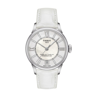 Montre Femme Tissot Chemin des Tourelles blanc bracelet cuir - Réf. T0992071611600