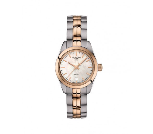 Montre Femme Tissot PR100 blanc bracelet acier PVD - Réf. T1010102211101