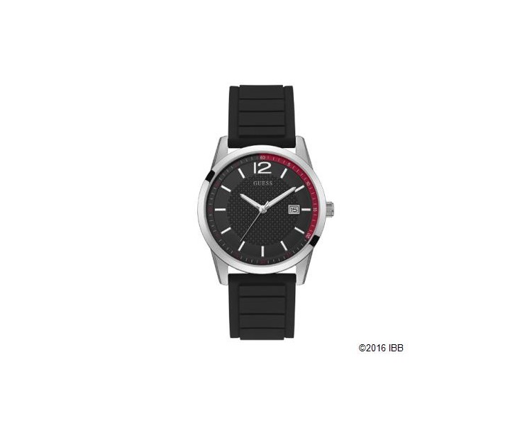 Montre Homme GUESS Perry  dateur en silicone noir - W0991G1