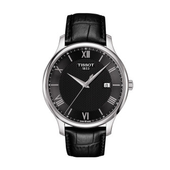 Montre Homme Tissot Tradition noir bracelet cuir - Réf. T0636101605800