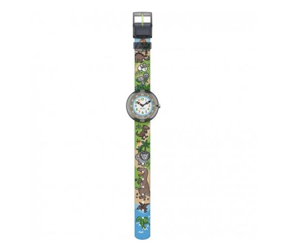 Montre enfant FLIK FLAK Saururus Return cadran gris/bracelet textile vert - FBNP048