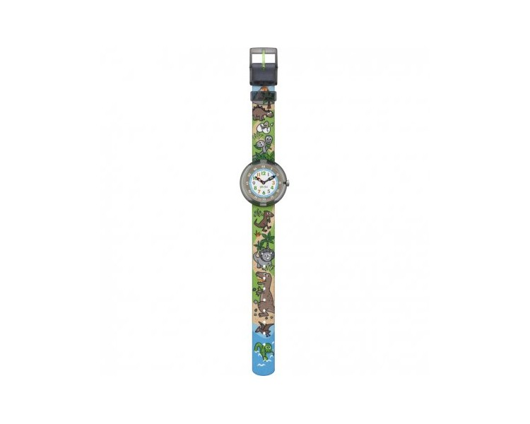 Montre enfant FLIK FLAK Saururus Return cadran gris/bracelet textile vert - FBNP048 Montre enfant FLIK FLAK Saururus Return cadran gris/bracelet textile vert - FBNP048