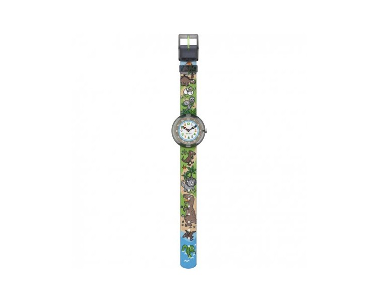 Montre enfant FLIK FLAK Saururus Return cadran gris/bracelet textile vert - FBNP048