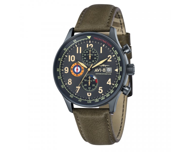 Montre Homme AVI-8 Hawker Hurricane Cuir Vert Kaki- AV- 4011-0E Montre Homme AVI-8 Hawker Hurricane Cuir Vert Kaki- AV- 4011-0E