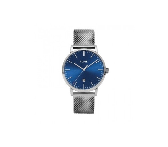 Montre homme CLUSE Aravis cadran bleu foncé/bracelet acier gris - CW0101501004