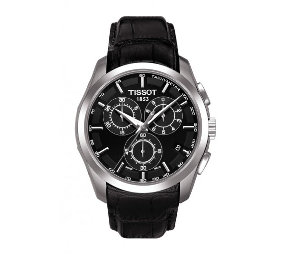 Montre Homme TISSOT Couturier Chronograph Noir Cuir Noir - T0356171605100