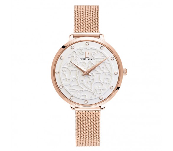 Montre Femme PIERRE LANNIER Eolia Cadran Blanc Acier PVD Or Rose - 039L908
