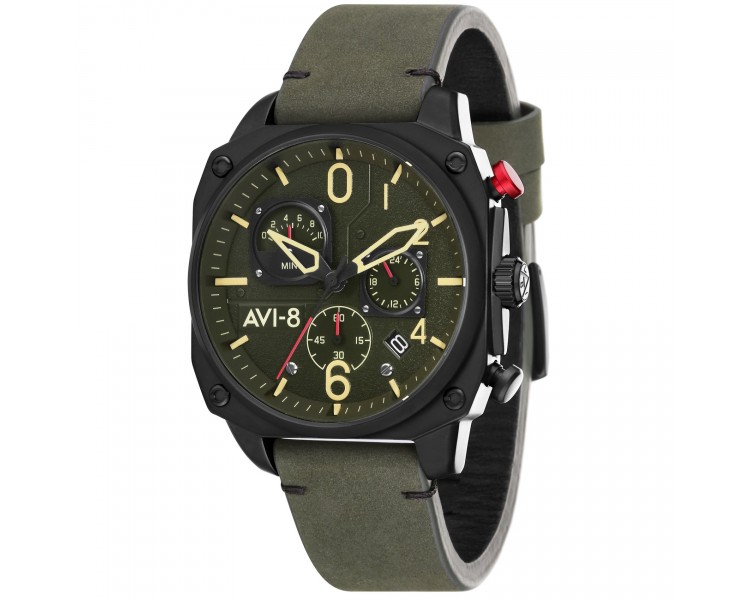 Montre Homme AVI-8 Hawker Hunter cadran vert/bracelet cuir veritable vert - AV-4052-08 Montre Homme AVI-8 Hawker Hunter cadran vert/bracelet cuir veritable vert - AV-4052-08