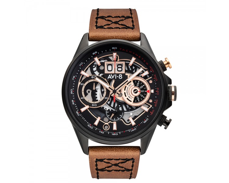 Montre Homme AVI-8 Hawker Harrier II Matador Edition bracelet cuir marron - AV-4065-03 Montre Homme AVI-8 Hawker Harrier II Matador Edition bracelet cuir marron - AV-4065-03