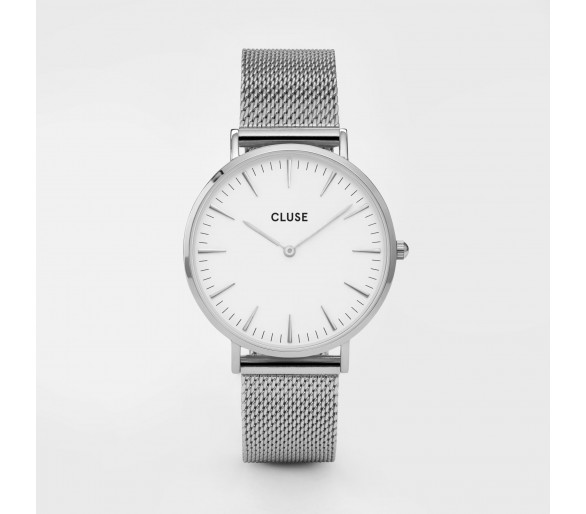 Montre femme CLUSE boho chic mesh cadran blanc/bracelet gris - CW0101201002