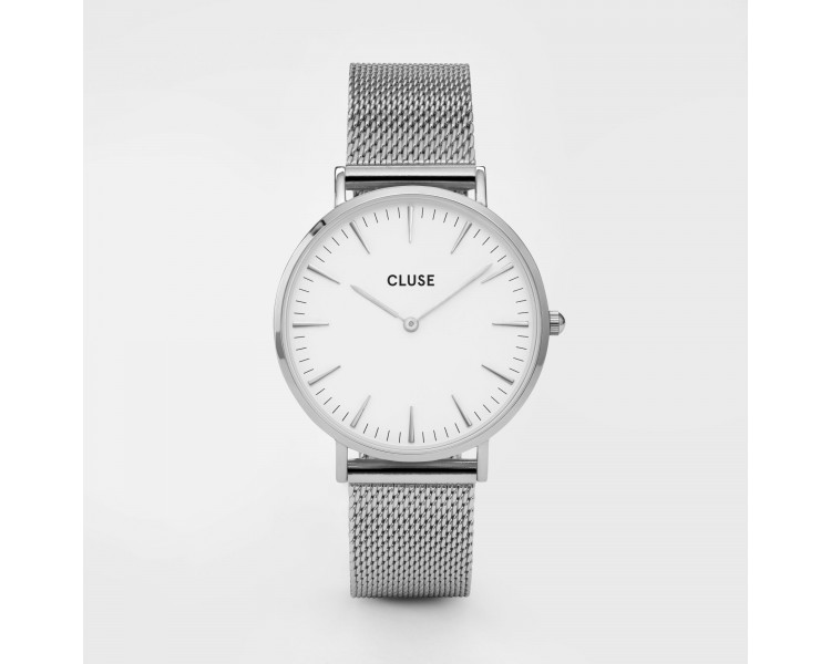 Montre femme CLUSE boho chic mesh cadran blanc/bracelet gris - CW0101201002