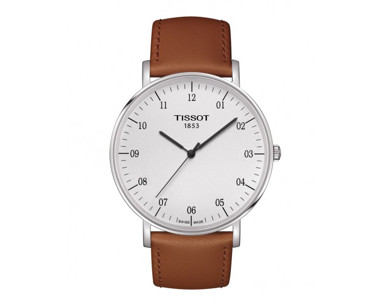 TISSOT EVERYTIME LARGE BLANC CUIR BRUN T1096101603700 TISSOT EVERYTIME LARGE BLANC CUIR BRUN T1096101603700