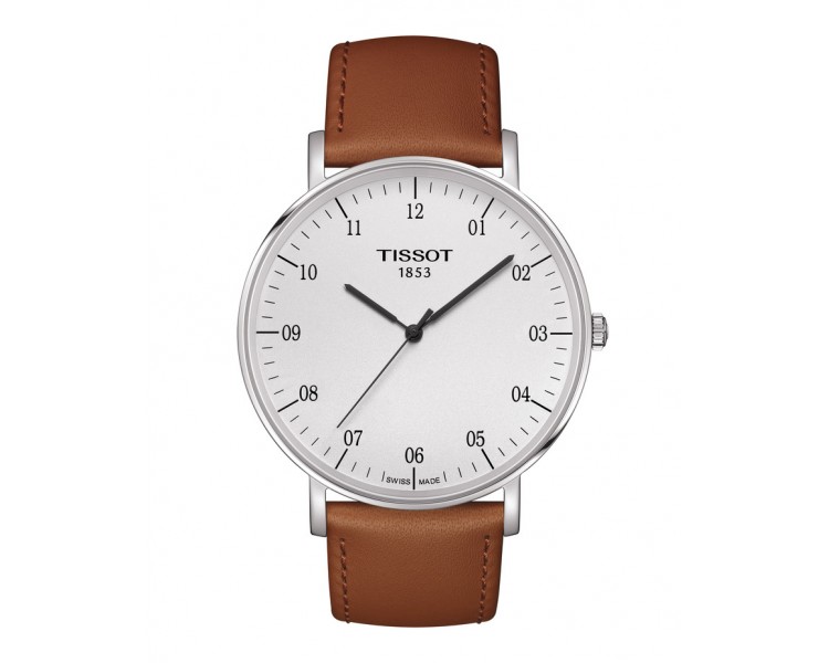 TISSOT EVERYTIME LARGE BLANC CUIR BRUN T1096101603700