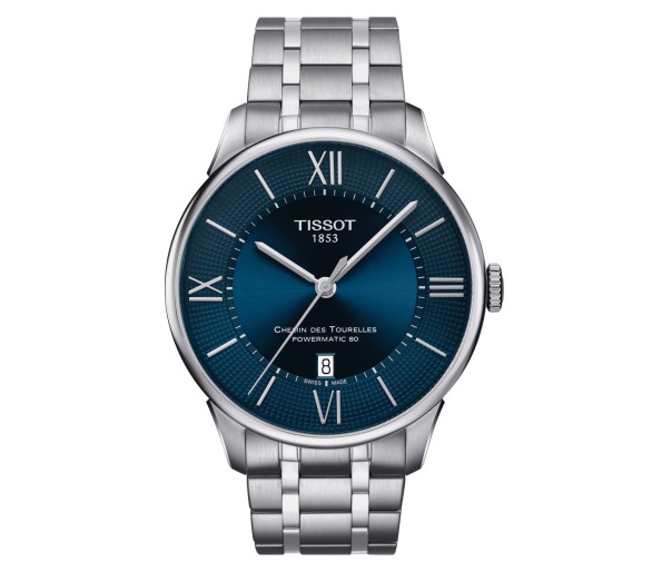 TISSOT CHEMIN DES TOURELLES POWERMATIC 80 ACIER BLEU T0994071104800