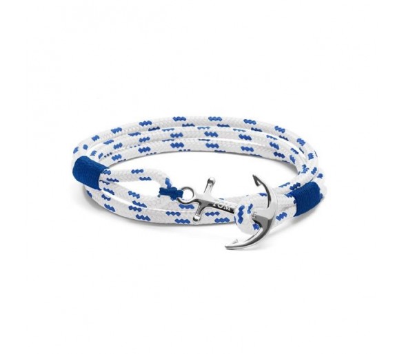 Bracelet Unisexe TOM HOPE Triple Ancre Blanc Bleu Argent - TM0163