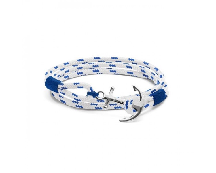 Bracelet Unisexe TOM HOPE Triple Ancre Blanc Bleu Argent - TM0163